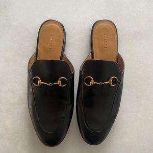 Like-New Authentic Black Gucci Princetown Slippers (Mules) - Sz 40